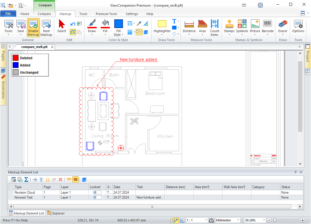 Compare two drawings to visualize the differences using ViewCompanion