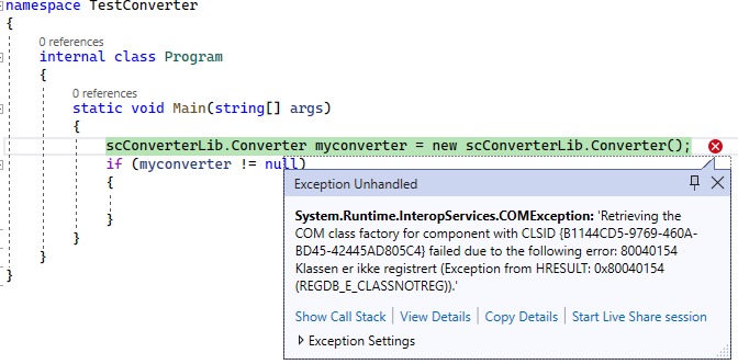 scConverter runtime error