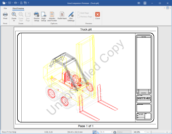 Print preview including watermark, header and footer
