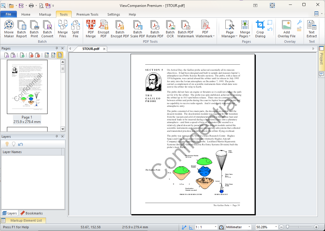 PDF file with applied watermark