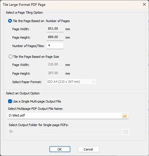 Tile PDF Page Tool Dialog